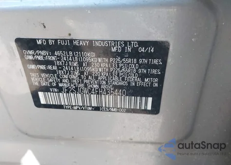 2015 Subaru Forester 2.0Xt Touring из США, поврежденный, VIN JF2SJGWC4FH435440